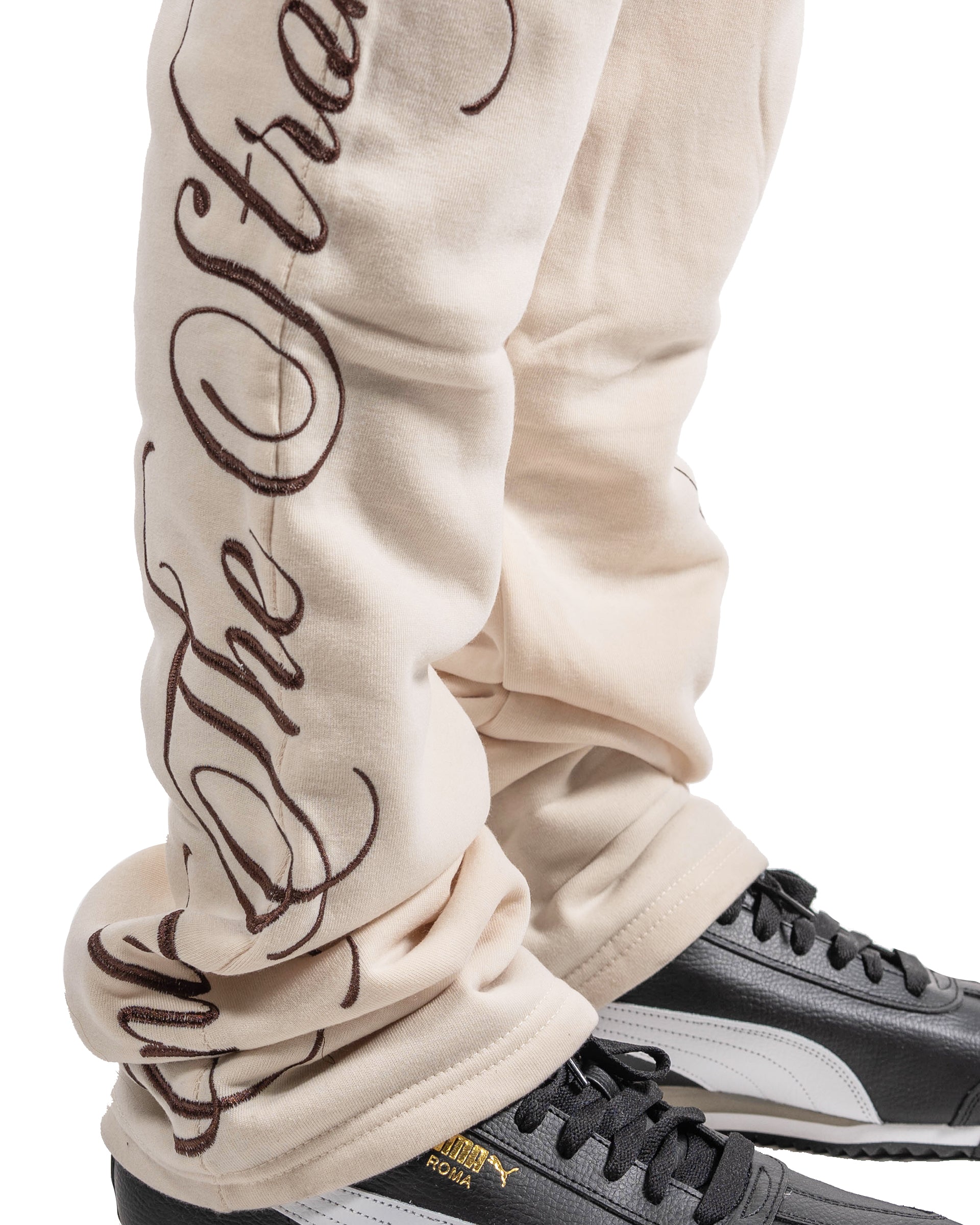 Men's Side Script Stacked Joggers | Khaki