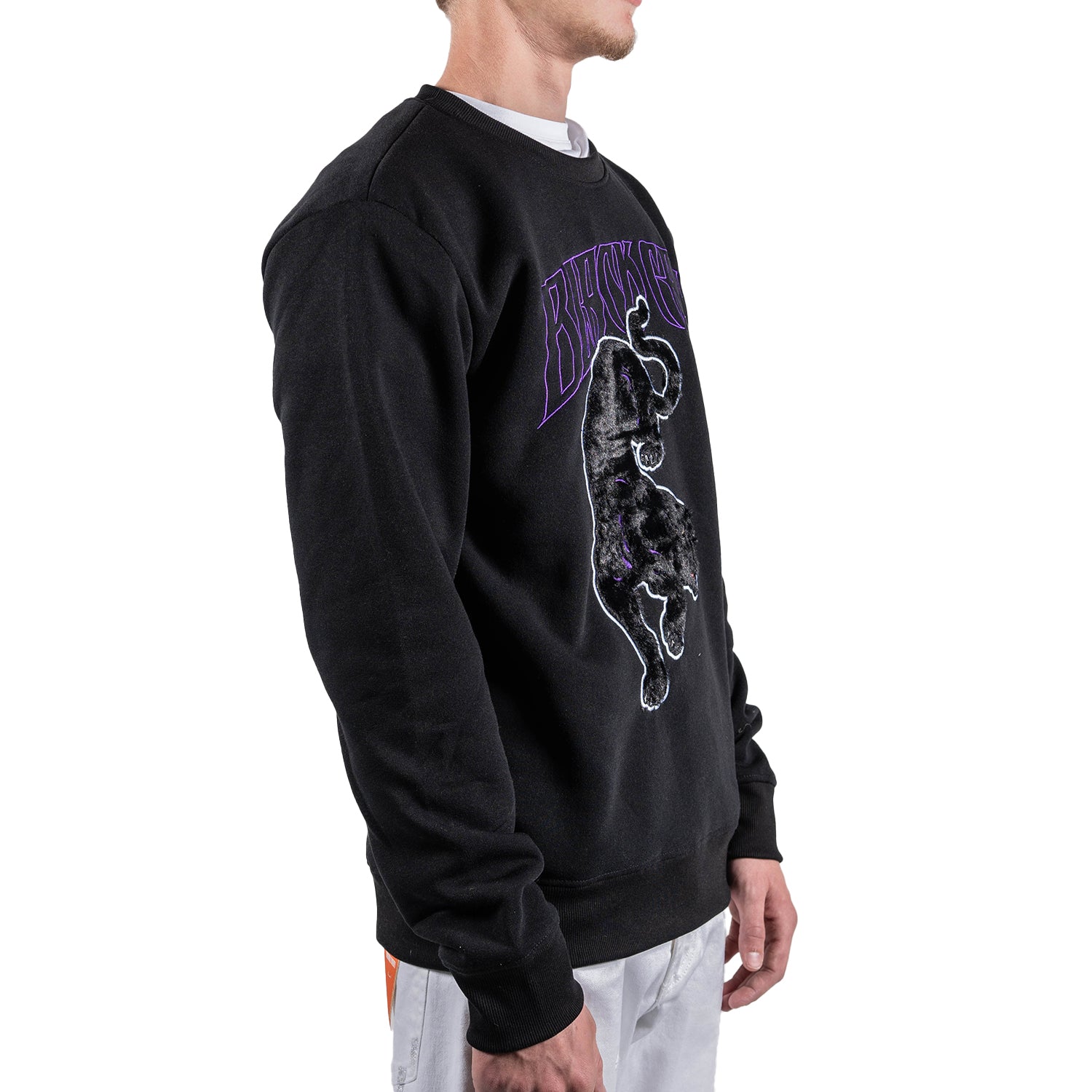 Men's Black Cat Panther Crewneck Sweatshirt | Black