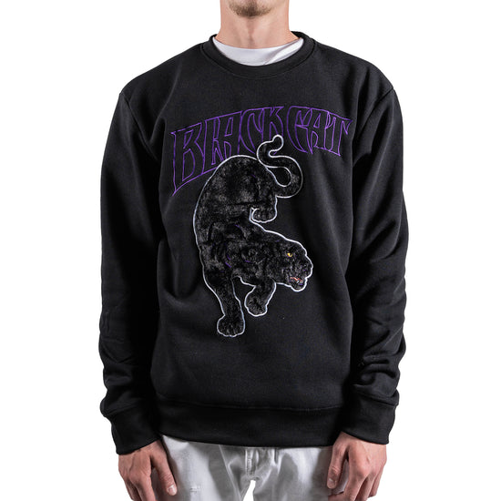 Men's Black Cat Panther Crewneck Sweatshirt | Black