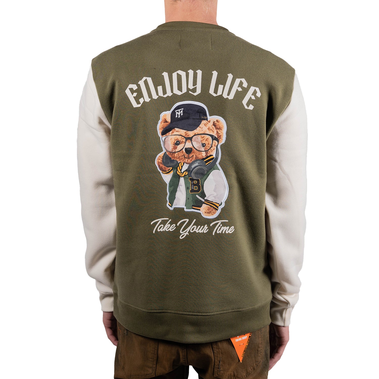 Men's Enjoy Life Teddy Bear Graphic Sweatshirt | Olive