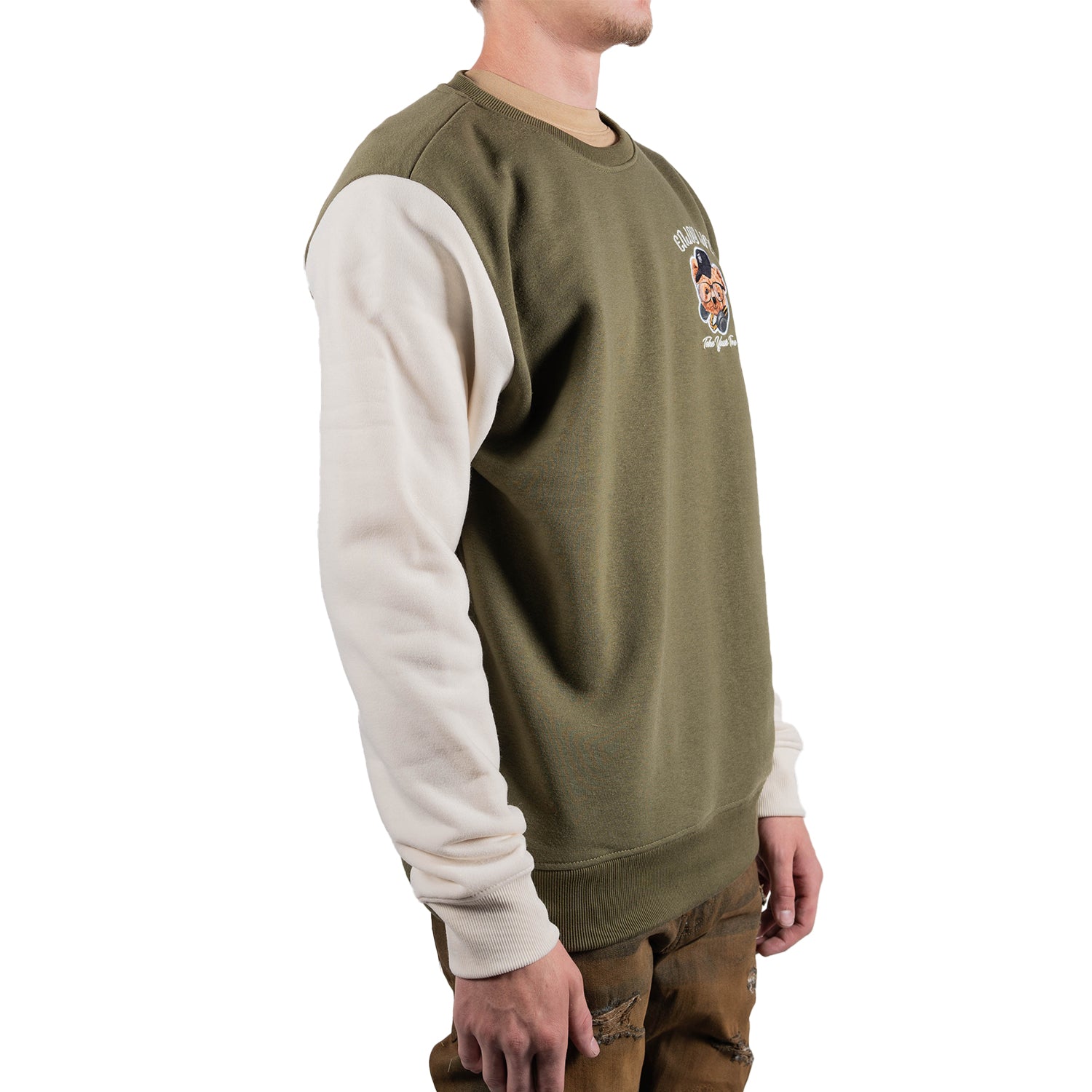 Men's Enjoy Life Teddy Bear Graphic Sweatshirt | Olive