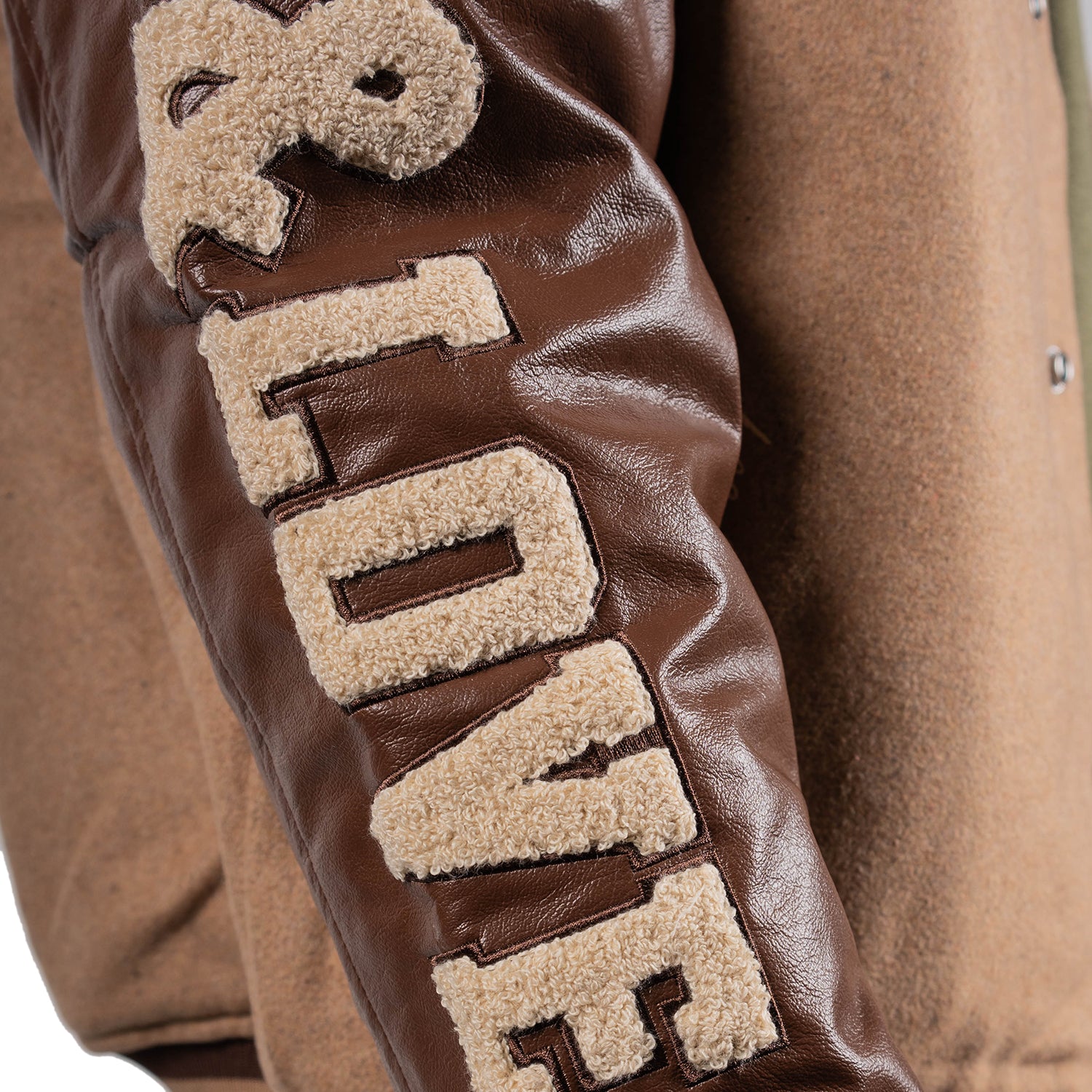 Men's Live & Love Varsity Bomber Jacket | Caramel