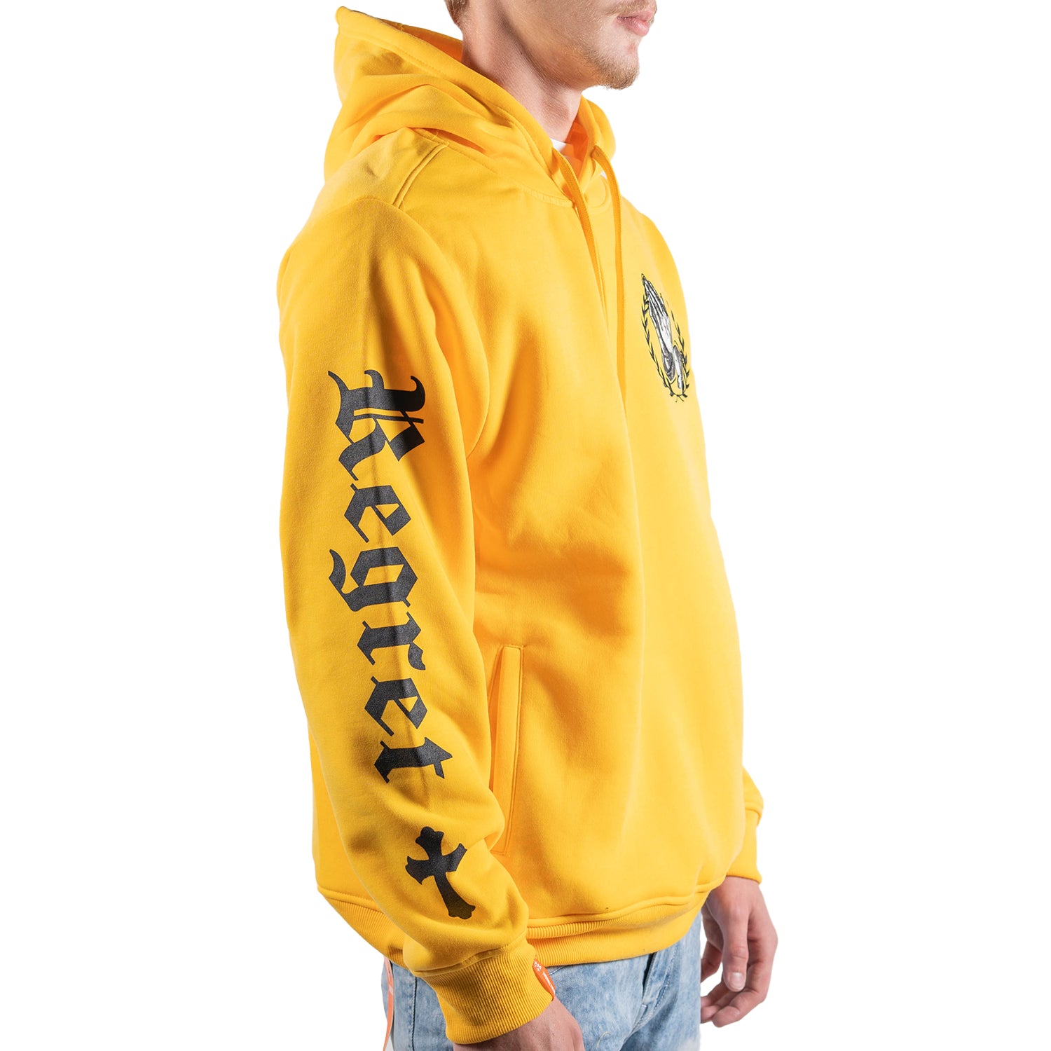 Men's Gold Praying Hands & Crosses Hoodie | Gold