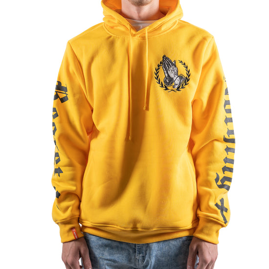 Men's Gold Praying Hands & Crosses Hoodie | Gold