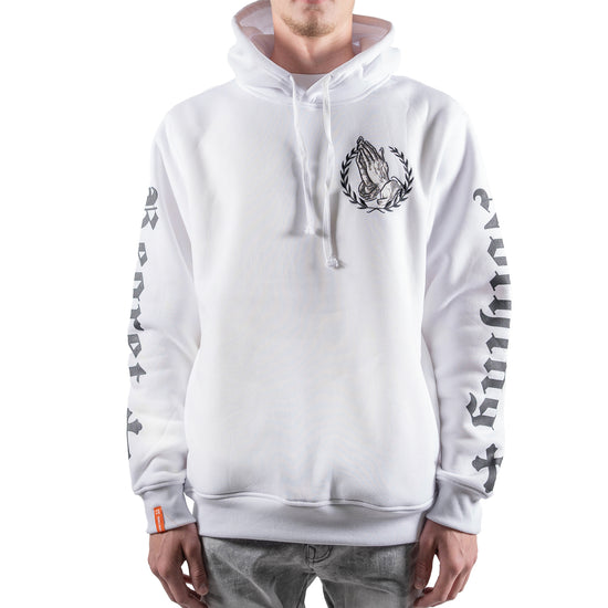 Men's Gold Praying Hands & Crosses Hoodie | White