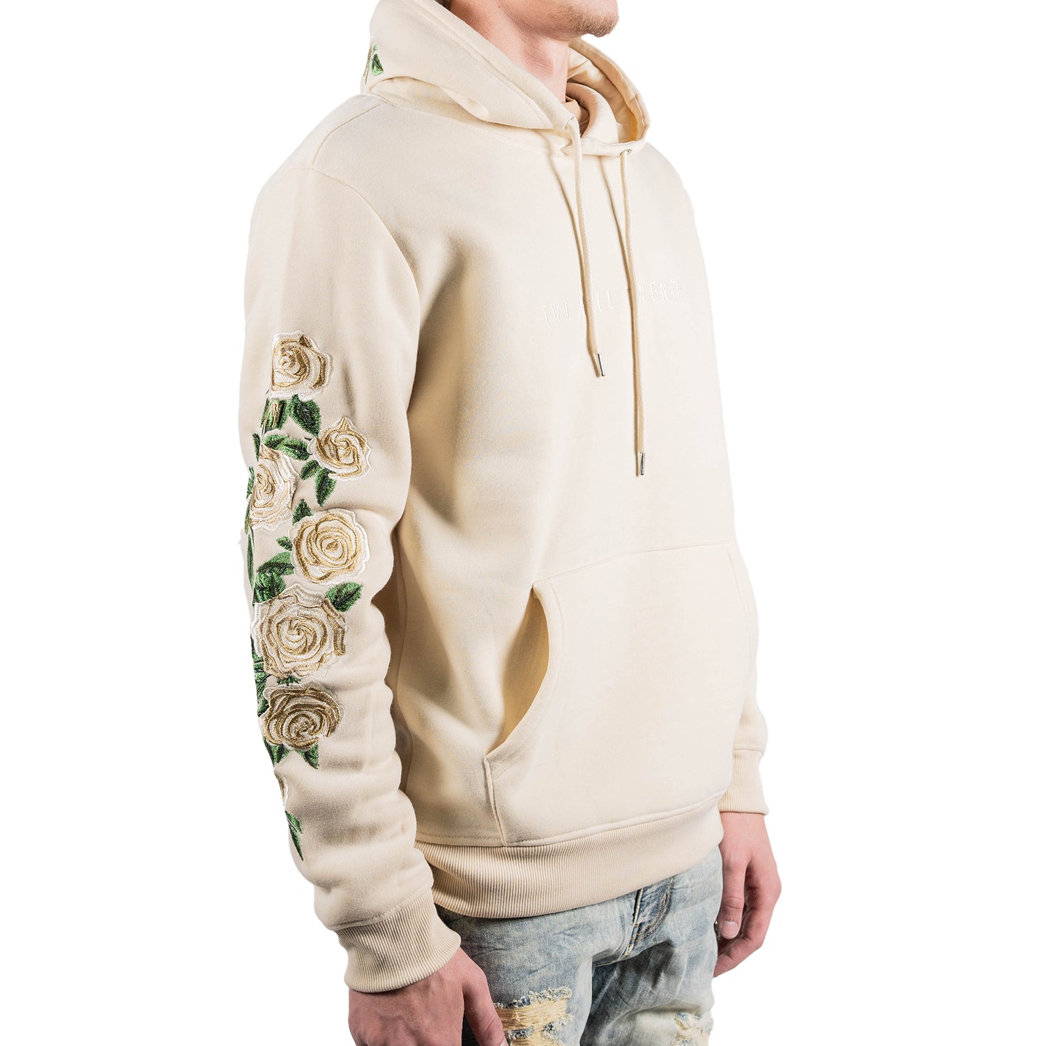 Men's Champagne Roses Fleece Hoodie | Off White