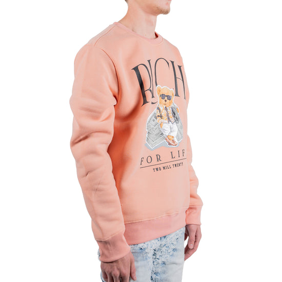 Men's Rich Teddy Bear Cash Graphic Sweatshirt | Pink