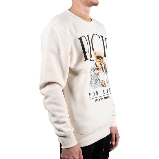 Men's Rich Teddy Bear Cash Graphic Sweatshirt | Off White