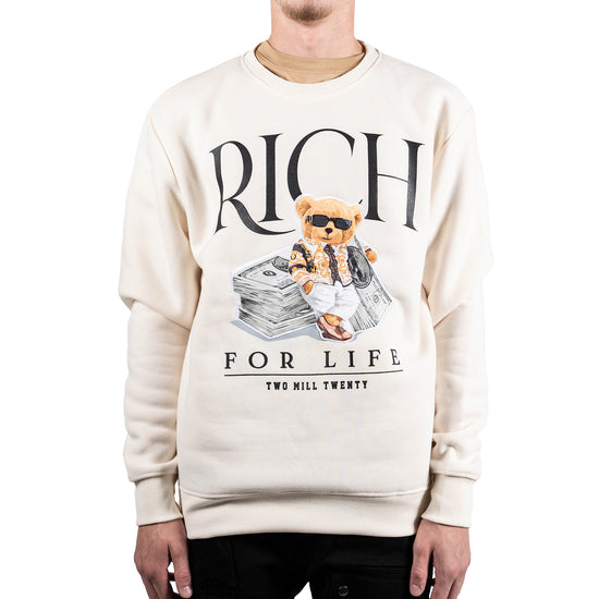 Men's Rich Teddy Bear Cash Graphic Sweatshirt | Off White