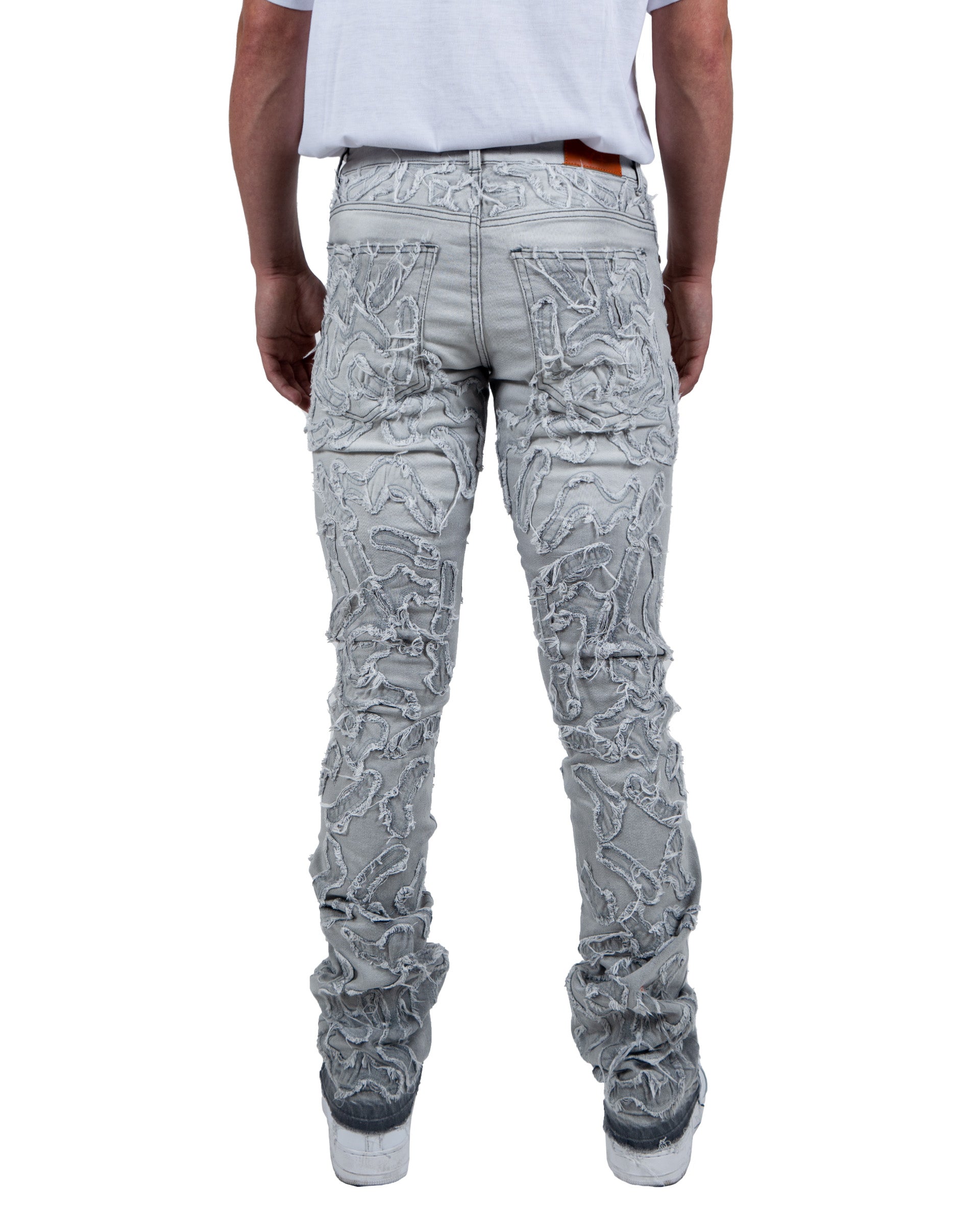 LARAMIE | Slim Textured Overlay Denim Jeans in Grey