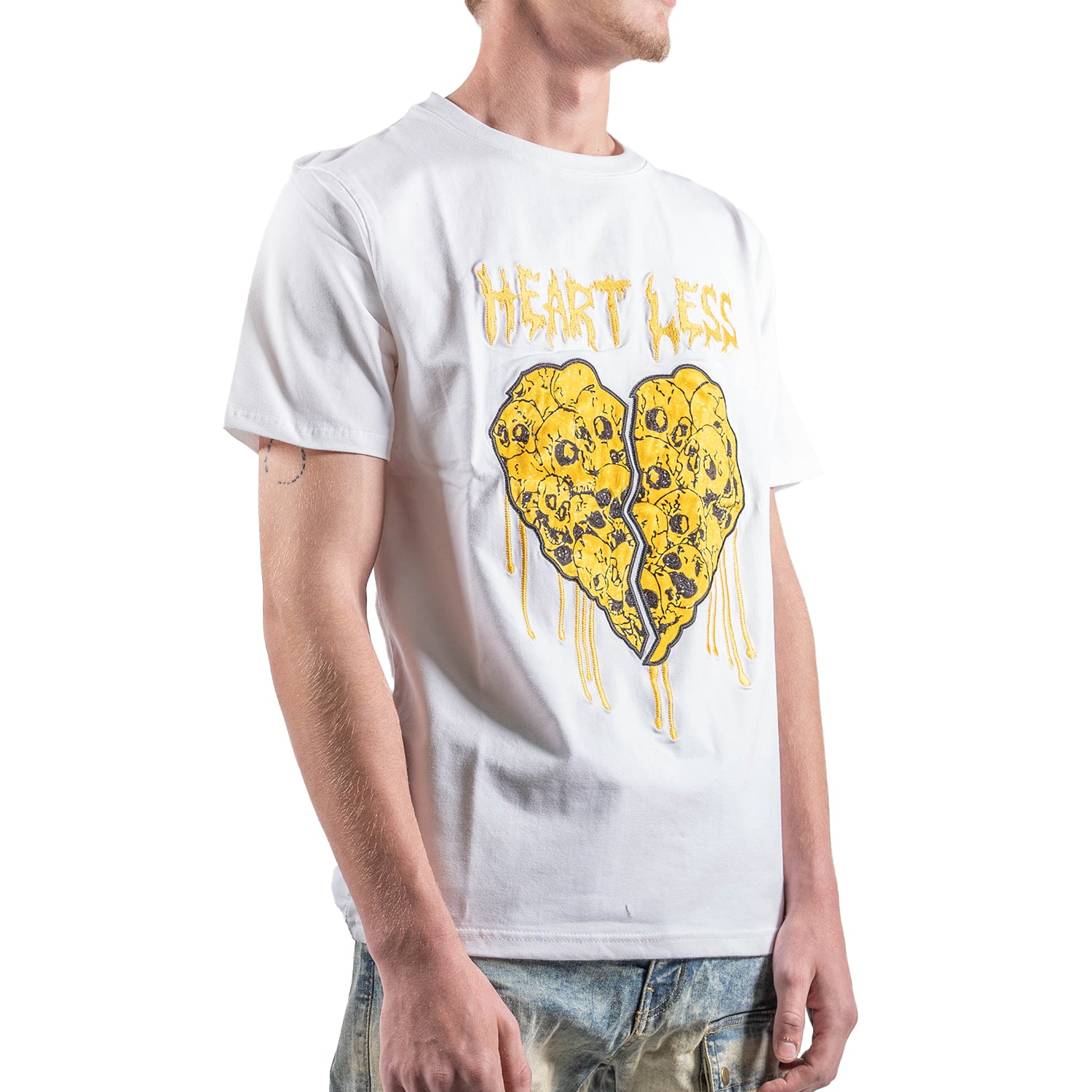 Men's Heartless Yellow Skulls T-Shirt | White