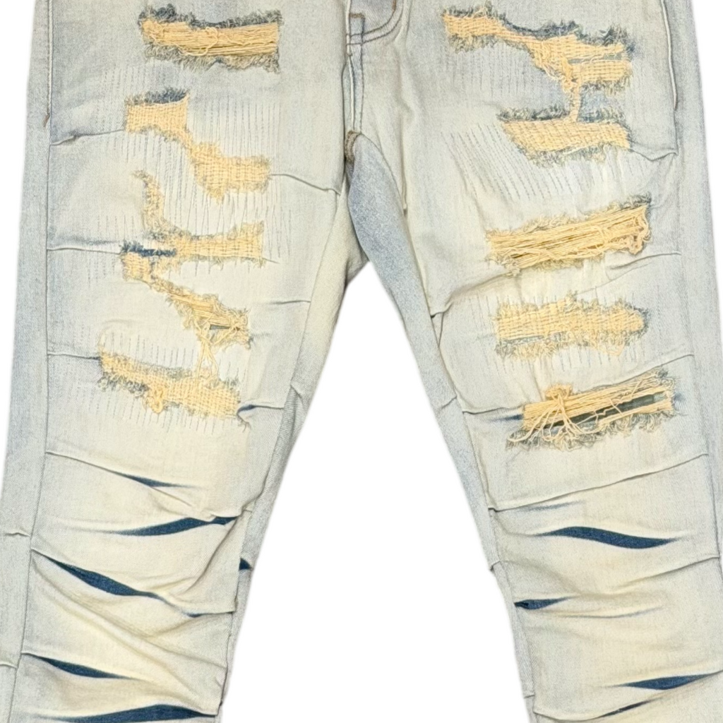 Men's Gathered Leg Rip & Repair Skinny Jeans | Vintage