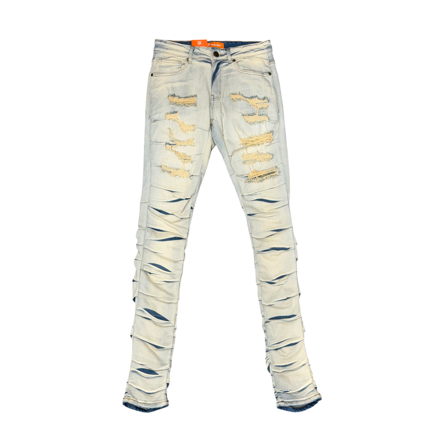 Men's Gathered Leg Rip & Repair Skinny Jeans | Vintage