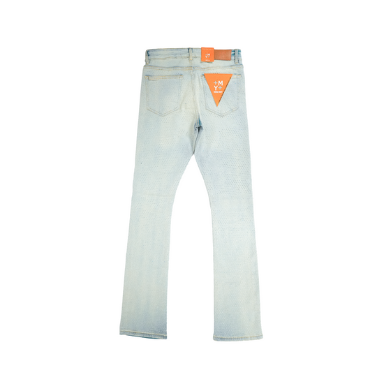 Men's Light Wash Crystal Rhinestone Straight Leg Jeans