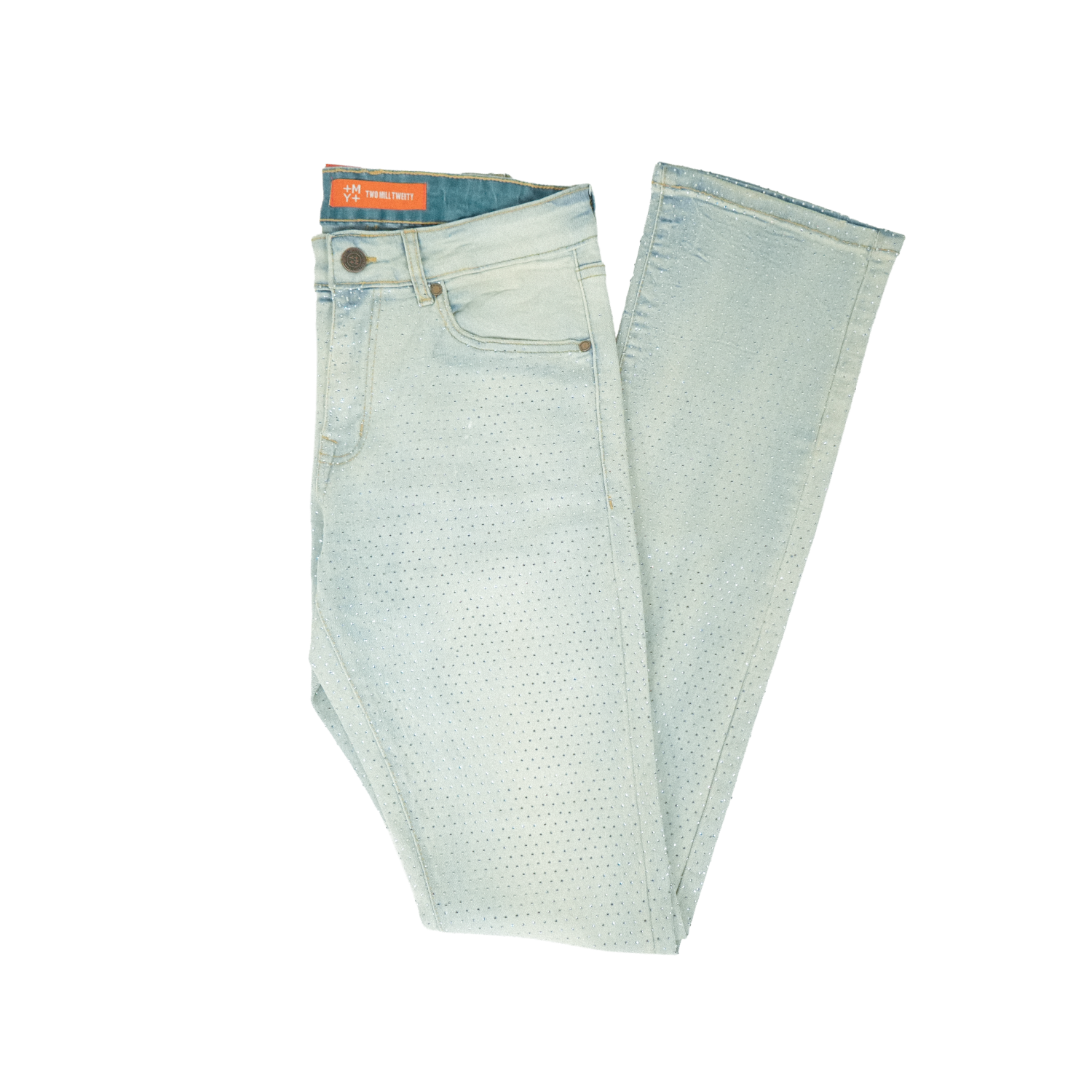 Men's Light Wash Crystal Rhinestone Straight Leg Jeans