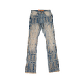 Men's Grid-Distressed Rhinestone Flare Jeans | Vintage