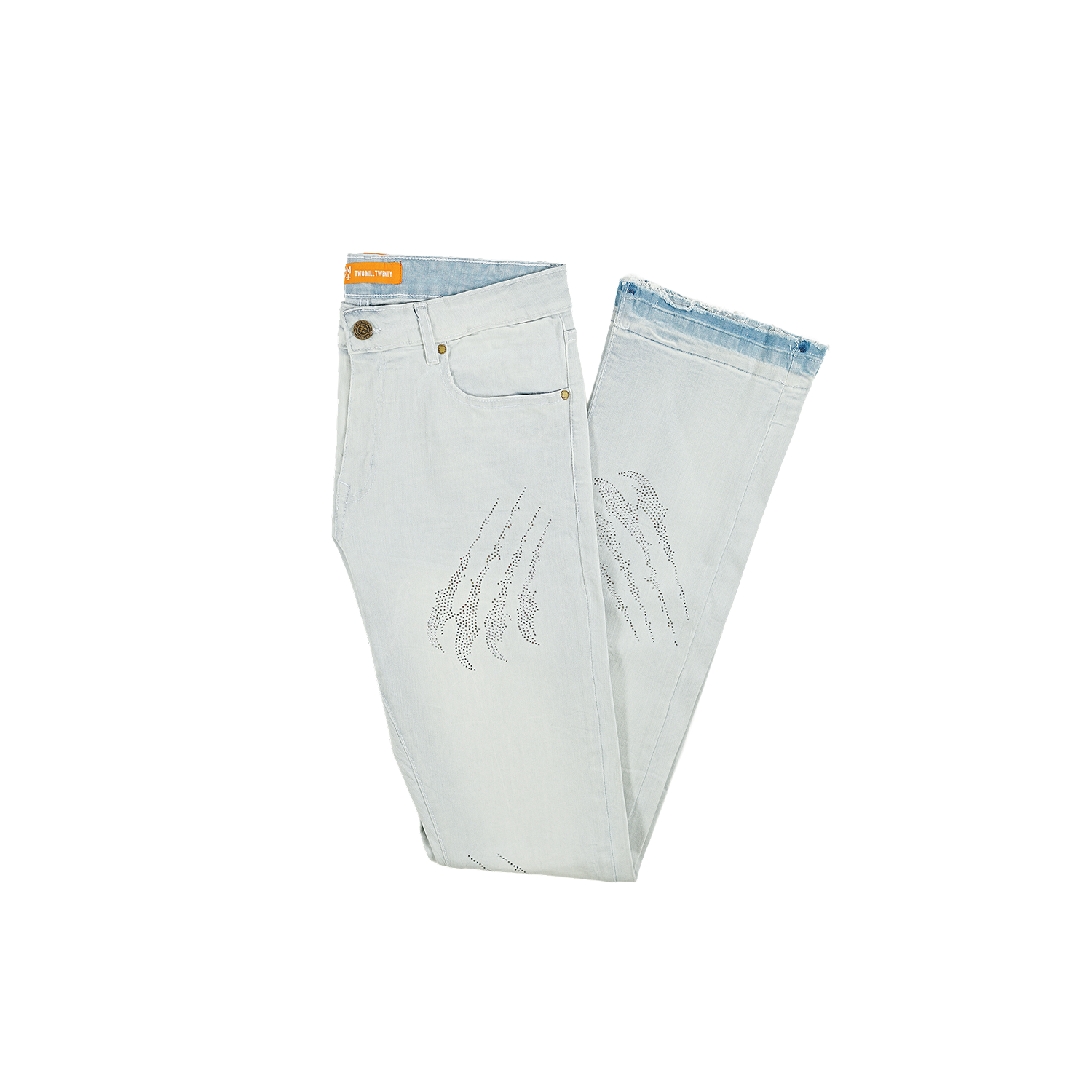 Men's Straight Leg Rhinestone Claw Jeans | Light Wash