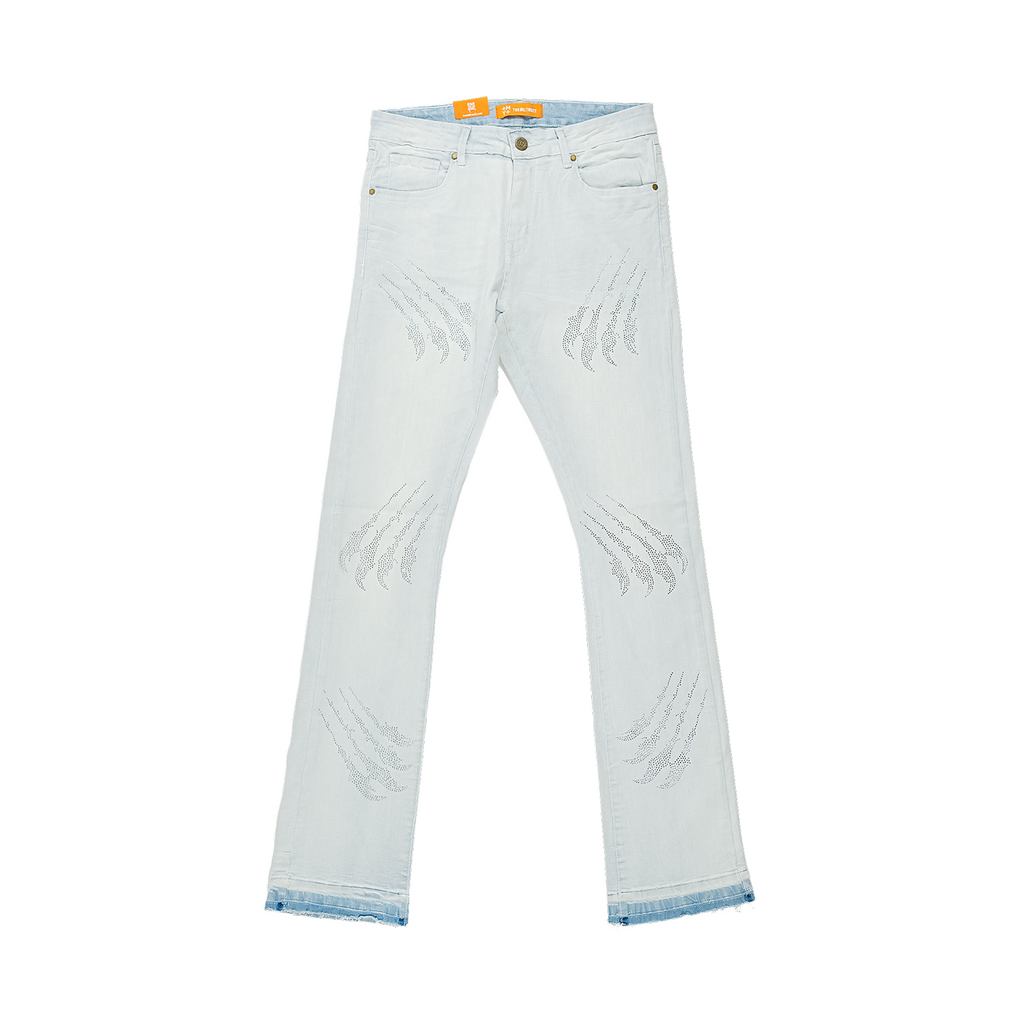 Men's Straight Leg Rhinestone Claw Jeans | Light Wash