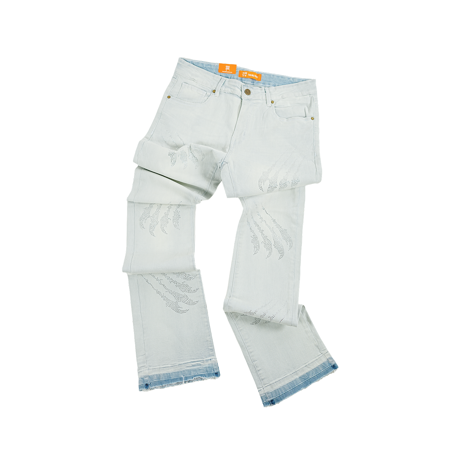 Men's Straight Leg Rhinestone Claw Jeans | Light Wash