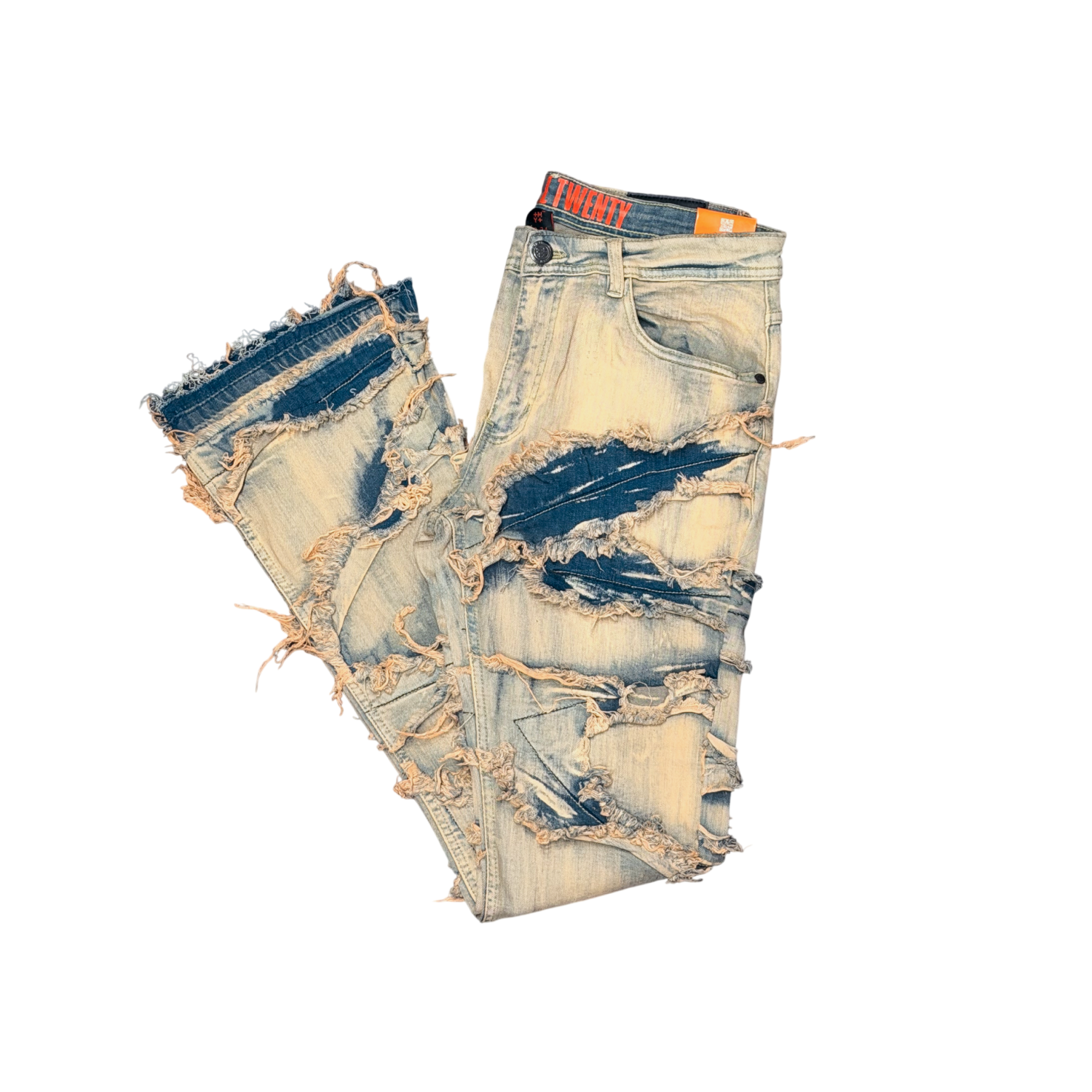 Men's Frayed Slashed Boot Cut Jeans | Antique