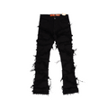 Men's Frayed Slashed Boot Cut Jeans | Jet Black