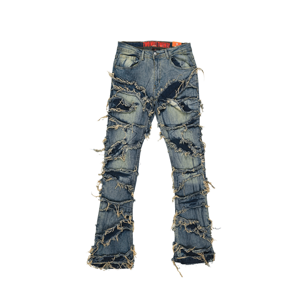 Men's Frayed Slashed Boot Cut Jeans | Indigo