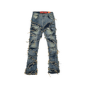 Men's Frayed Slashed Boot Cut Jeans | Indigo