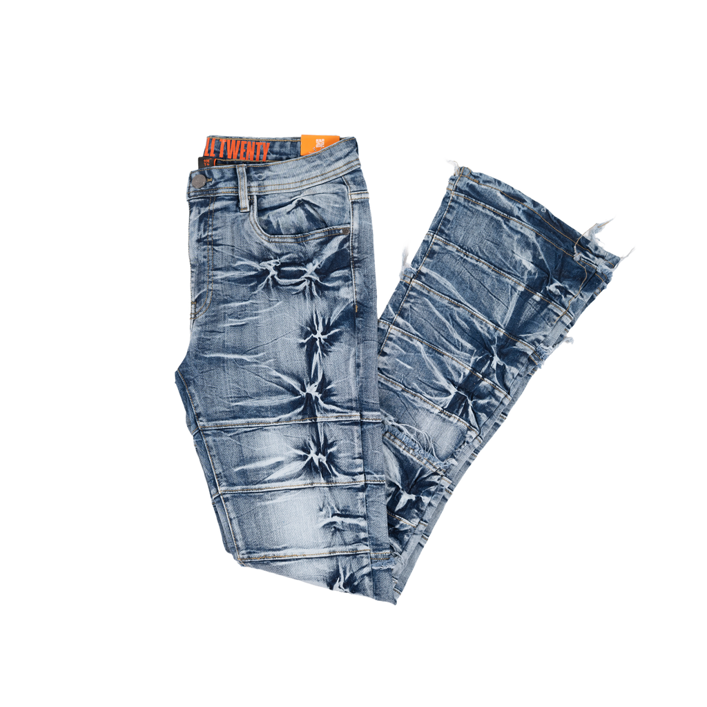 Men's Tie Dye Boot Cut Jeans  | Light Indigo