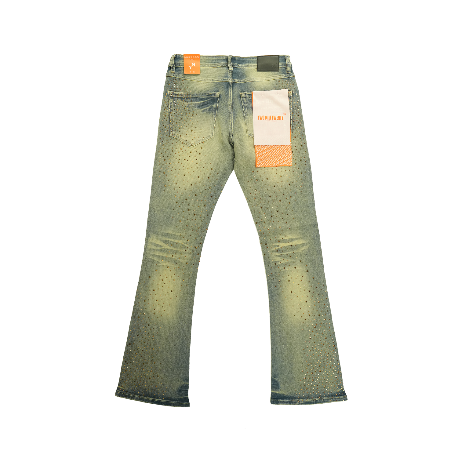 Men's Flare Leg Red Rhinestone Jeans | Vintage Blue