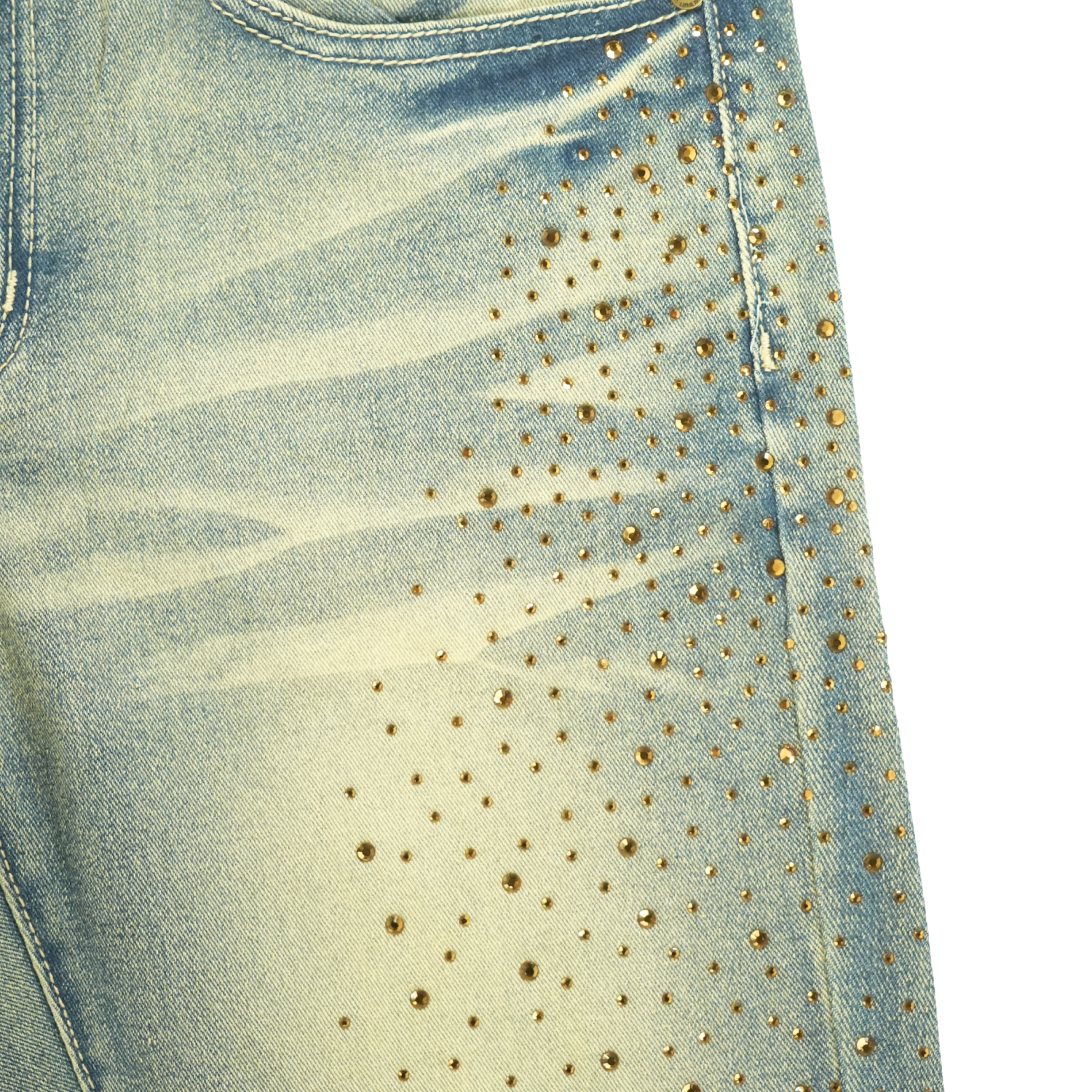 Men's Flare Leg Red Rhinestone Jeans | Vintage Blue