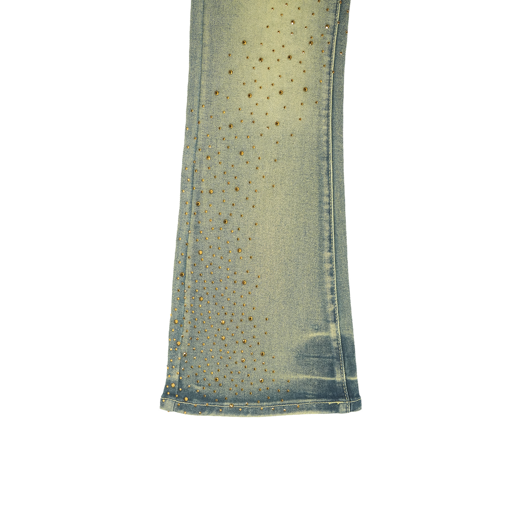 Men's Flare Leg Rhinestone Jeans | Vintage Blue