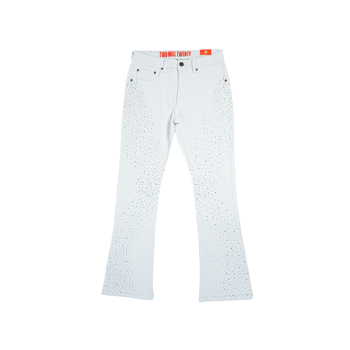 Men's Flare Leg Rhinestone Jeans | White