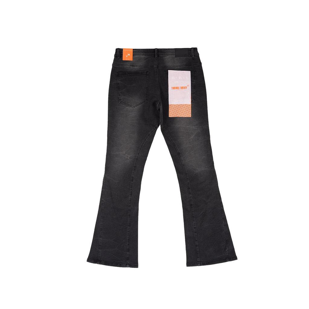 Men's Studded Frayed Seam Bootcut Jeans | Black