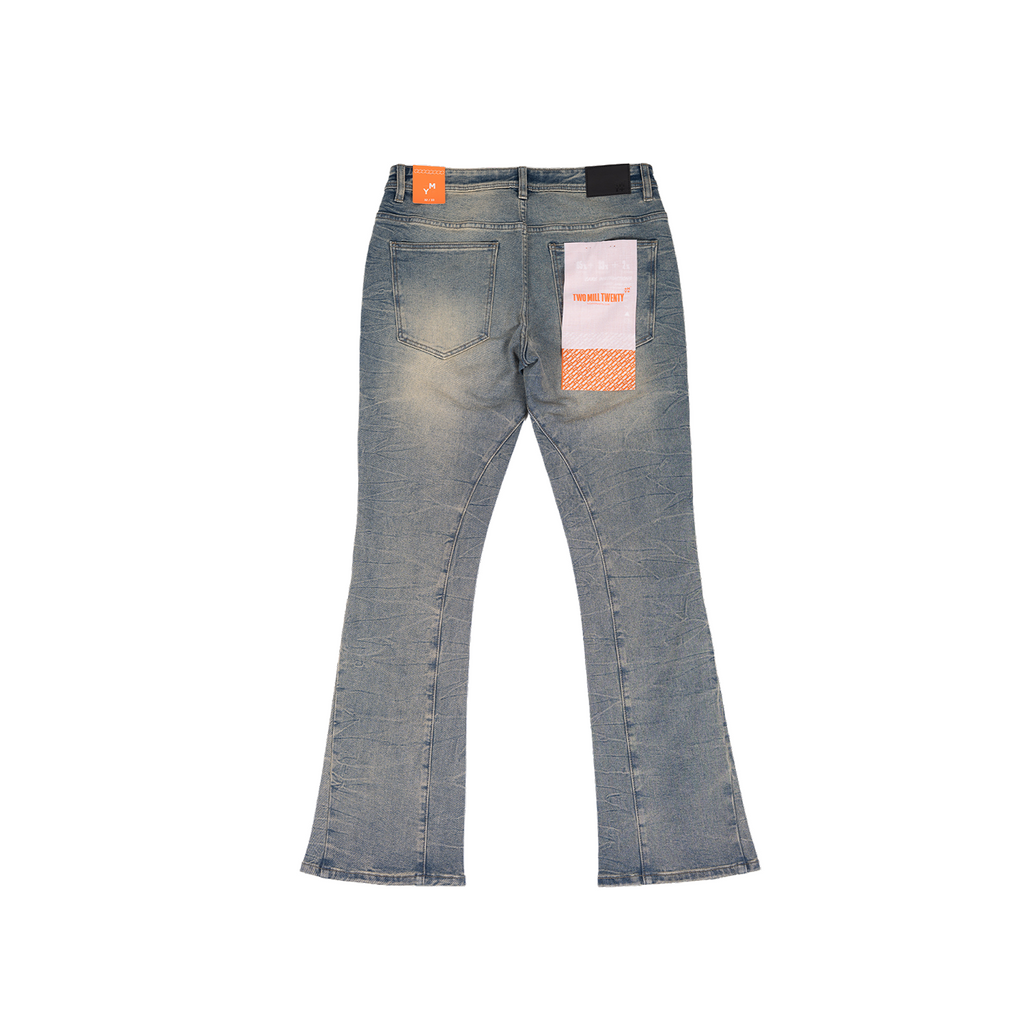 Men's Studded Frayed Seam Bootcut Jeans | Light Vintage