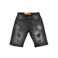 Men's Ripped Distressed Denim Jean Shorts | Black Wash