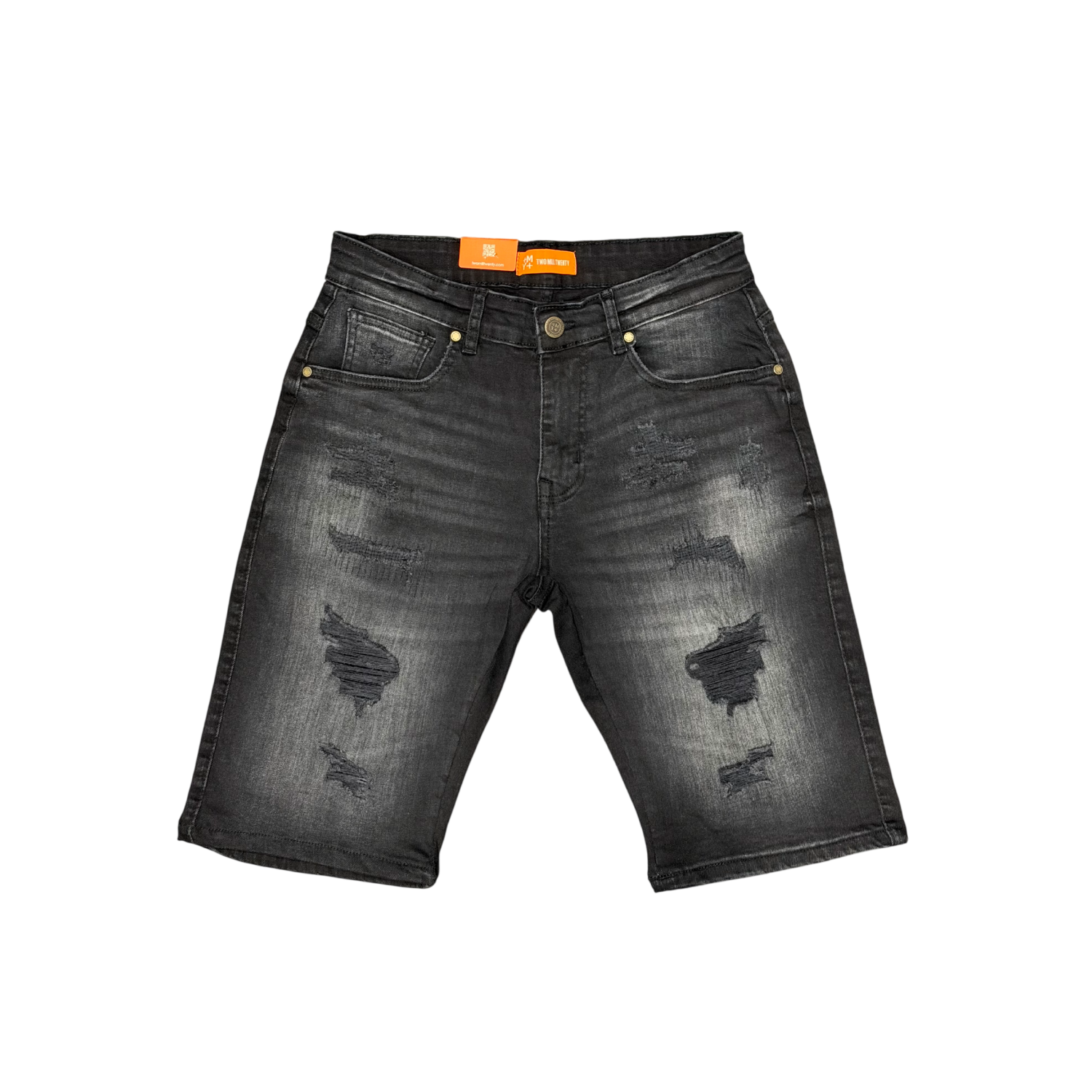 Men's Ripped Distressed Denim Jean Shorts | Black Wash