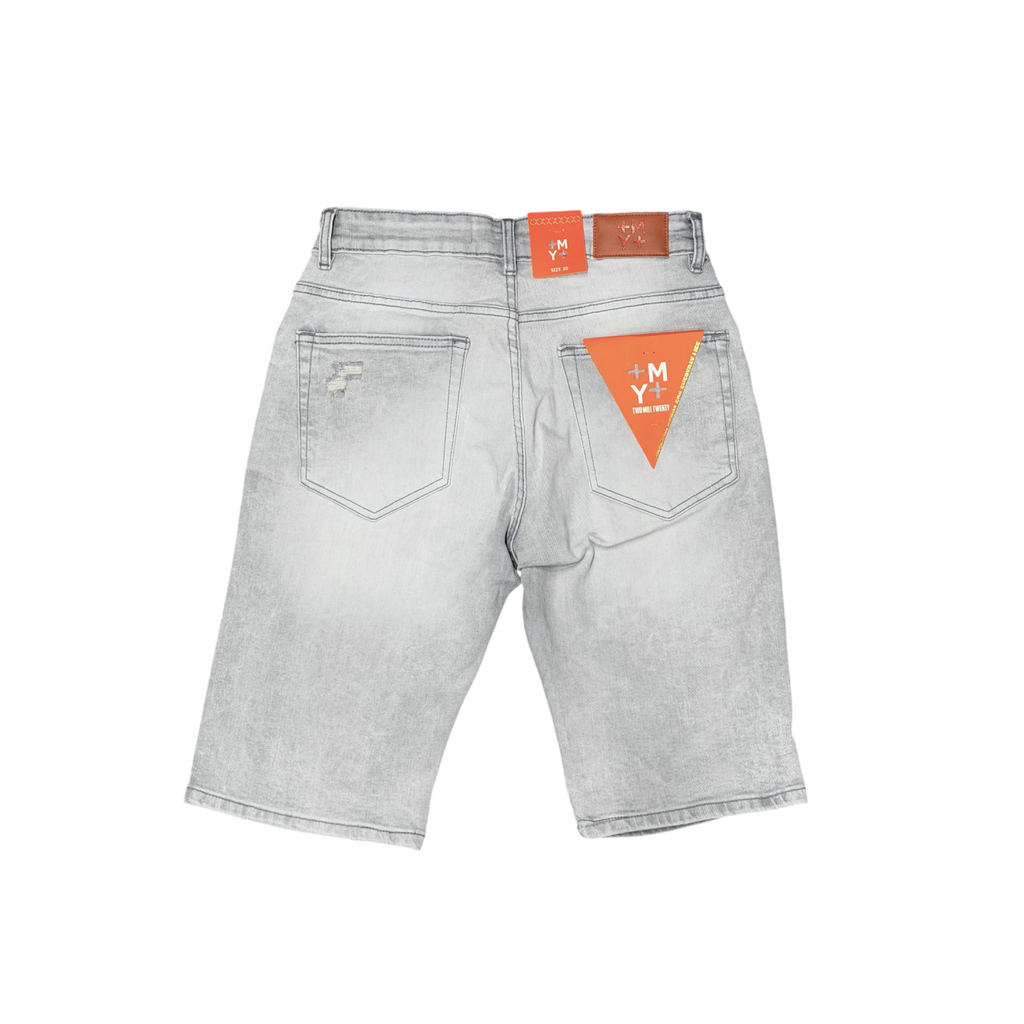 Men's Ripped Distressed Denim Jean Shorts | Grey