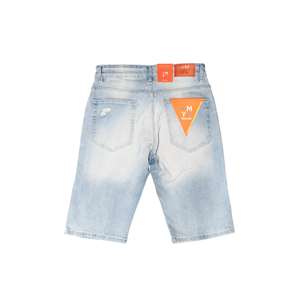 Men's Ripped Distressed Denim Jean Shorts | Light Blue