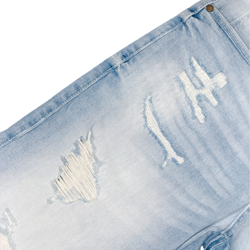 Men's Ripped Distressed Denim Jean Shorts | Light Blue