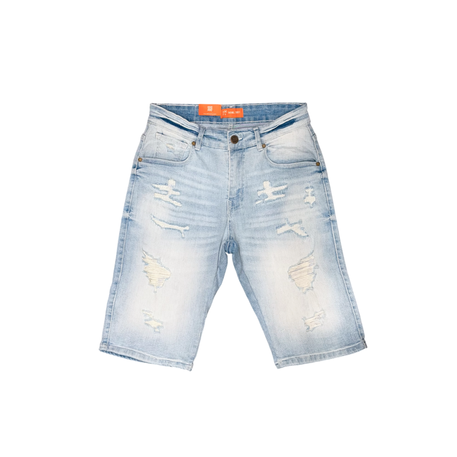 Men's Ripped Distressed Denim Jean Shorts | Light Blue