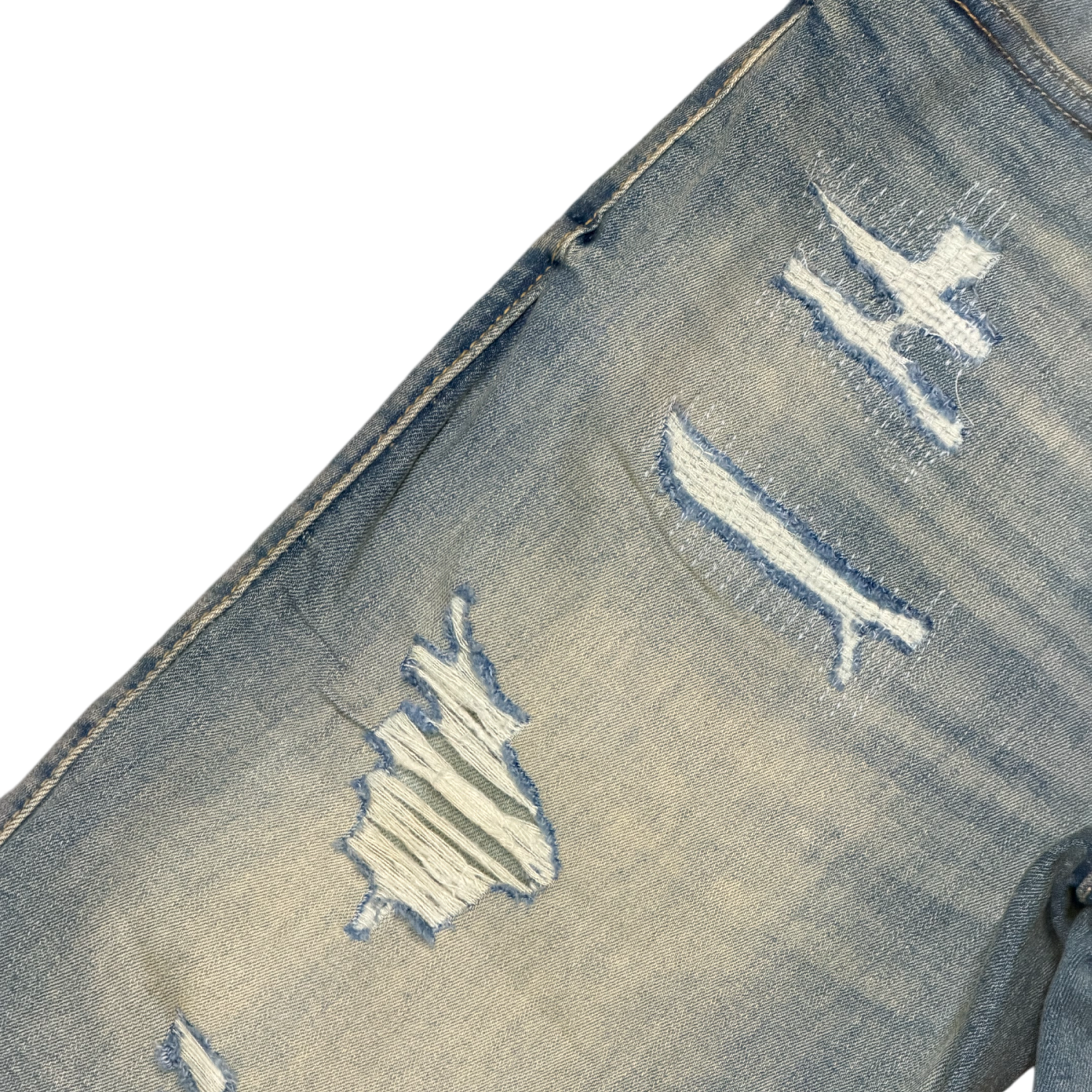 Men's Ripped Distressed Denim Jean Shorts | Light Vintage