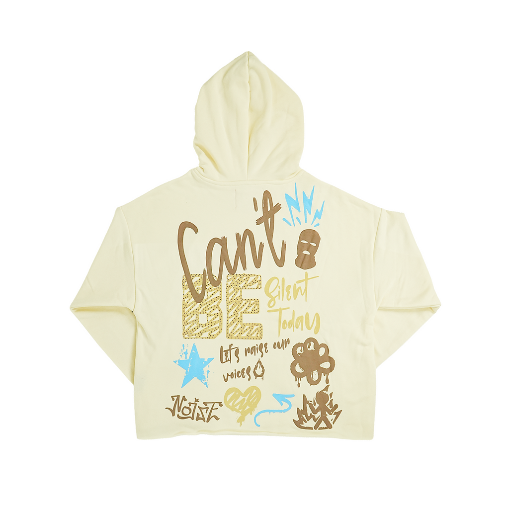 Unisex Can't Be Silent Rhinestone Hoodie | Cream