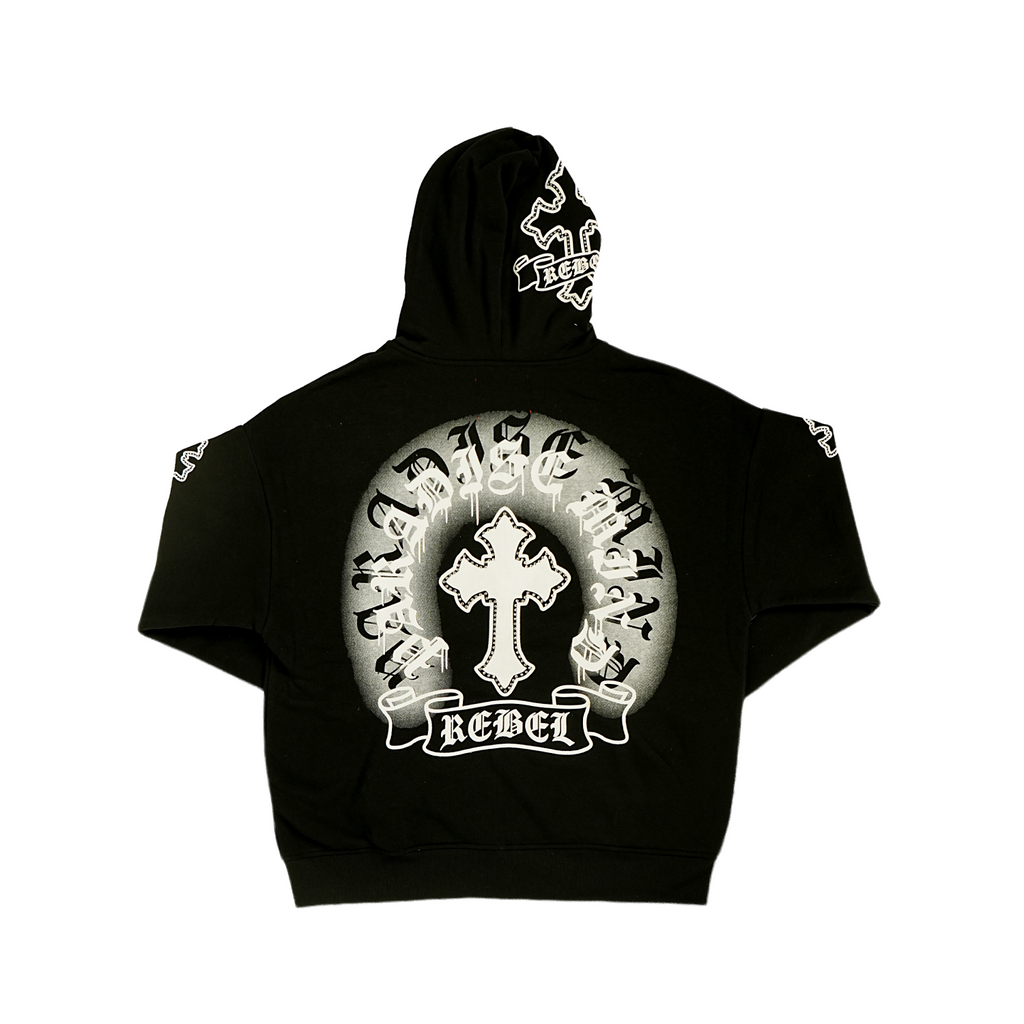 Unisex Gothic Rebel Zip Hoodie | Black