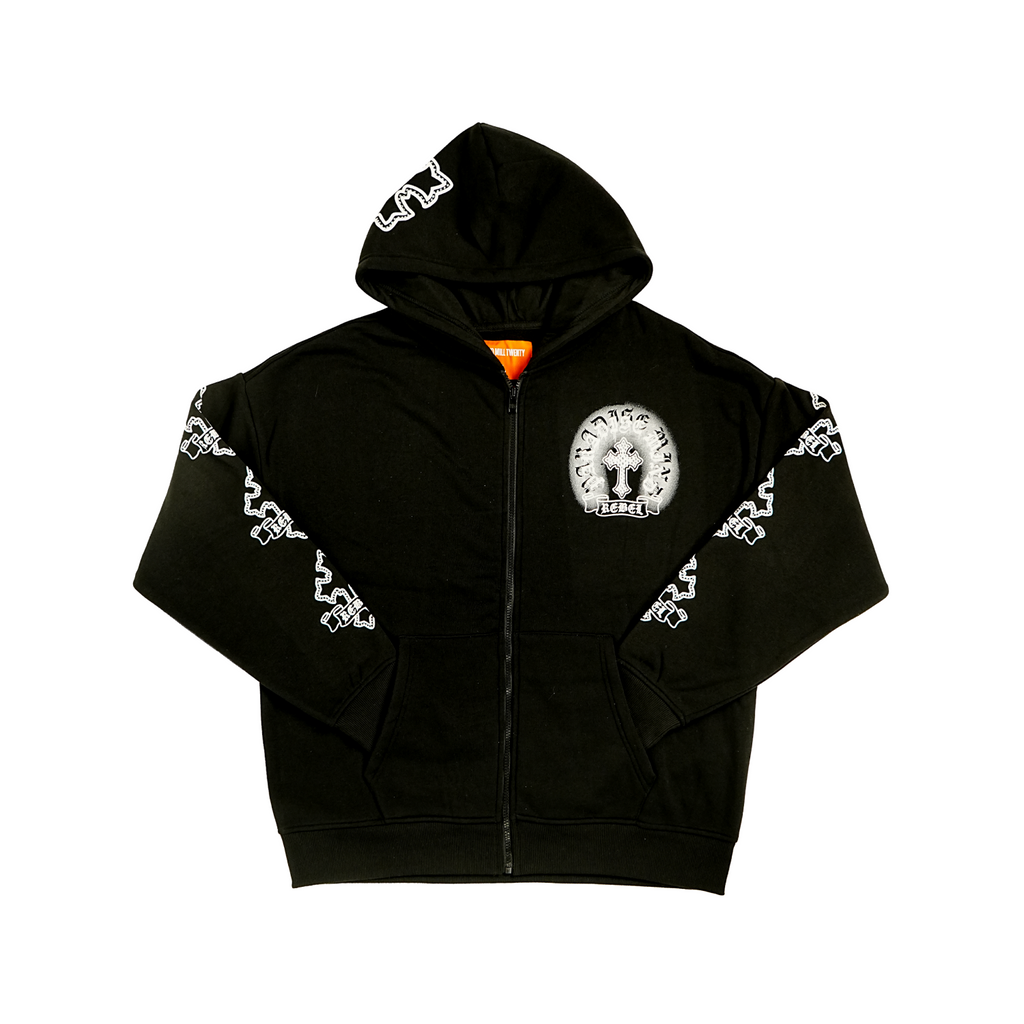 Unisex Gothic Rebel Zip Hoodie | Black