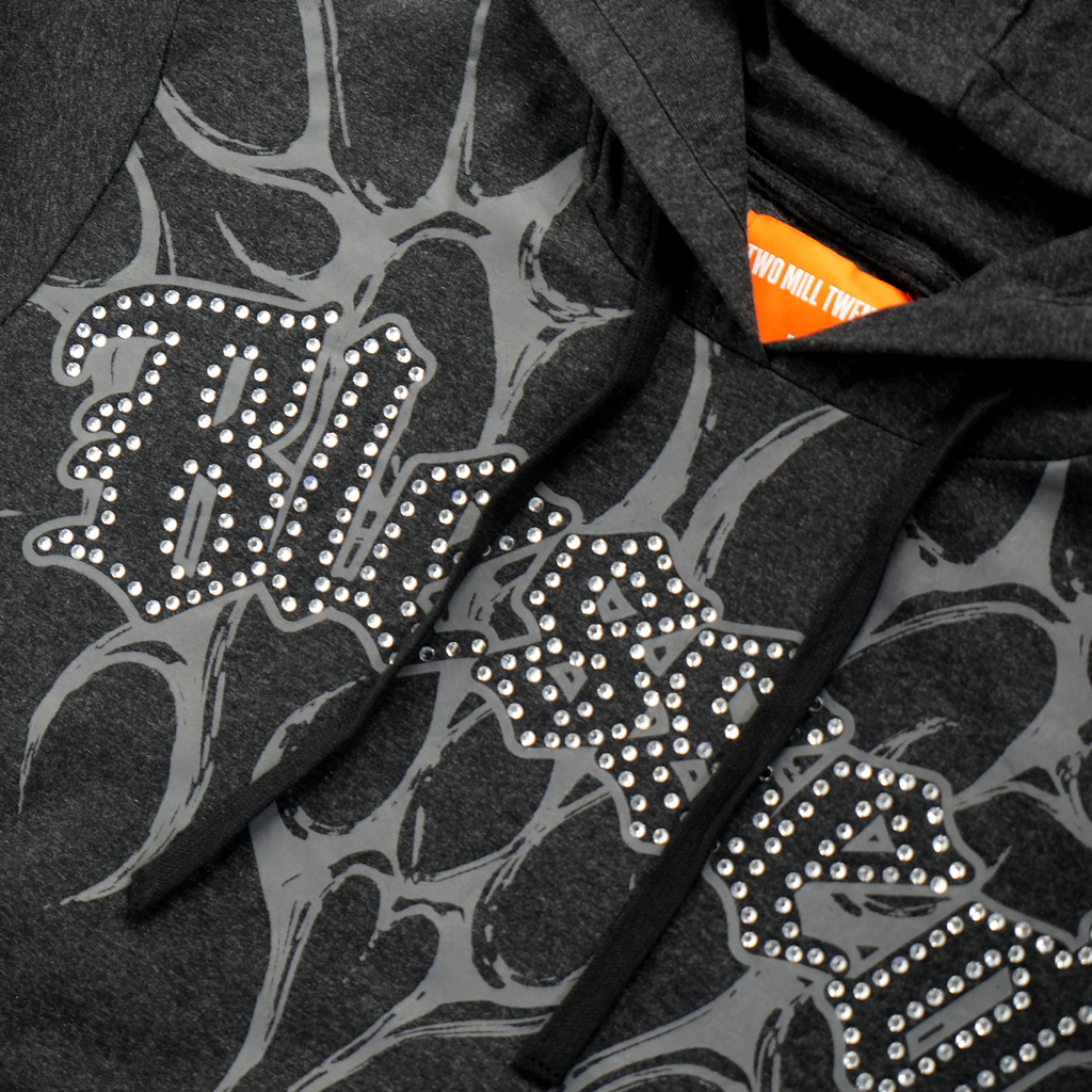 Men's Blessed Rhinestone Hoodie | Charcoal