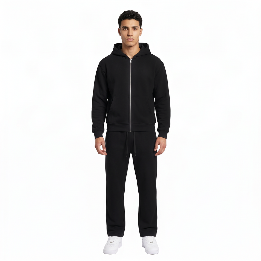 GHOSTED (Plain) Zip-Up | Jet Black