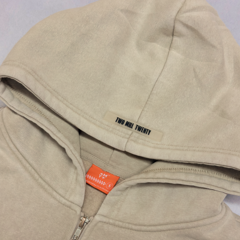 GHOSTED (Stamped) Zip Up | Acid Light Khaki