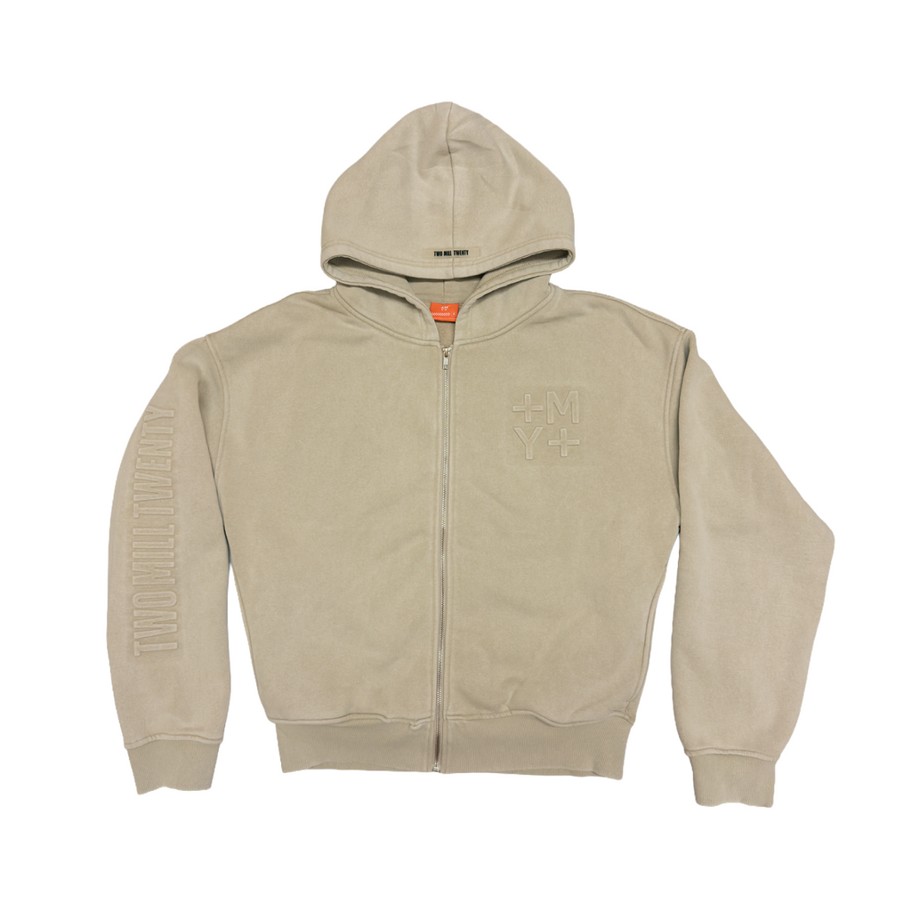 GHOSTED (Stamped) Zip Up | Acid Light Khaki
