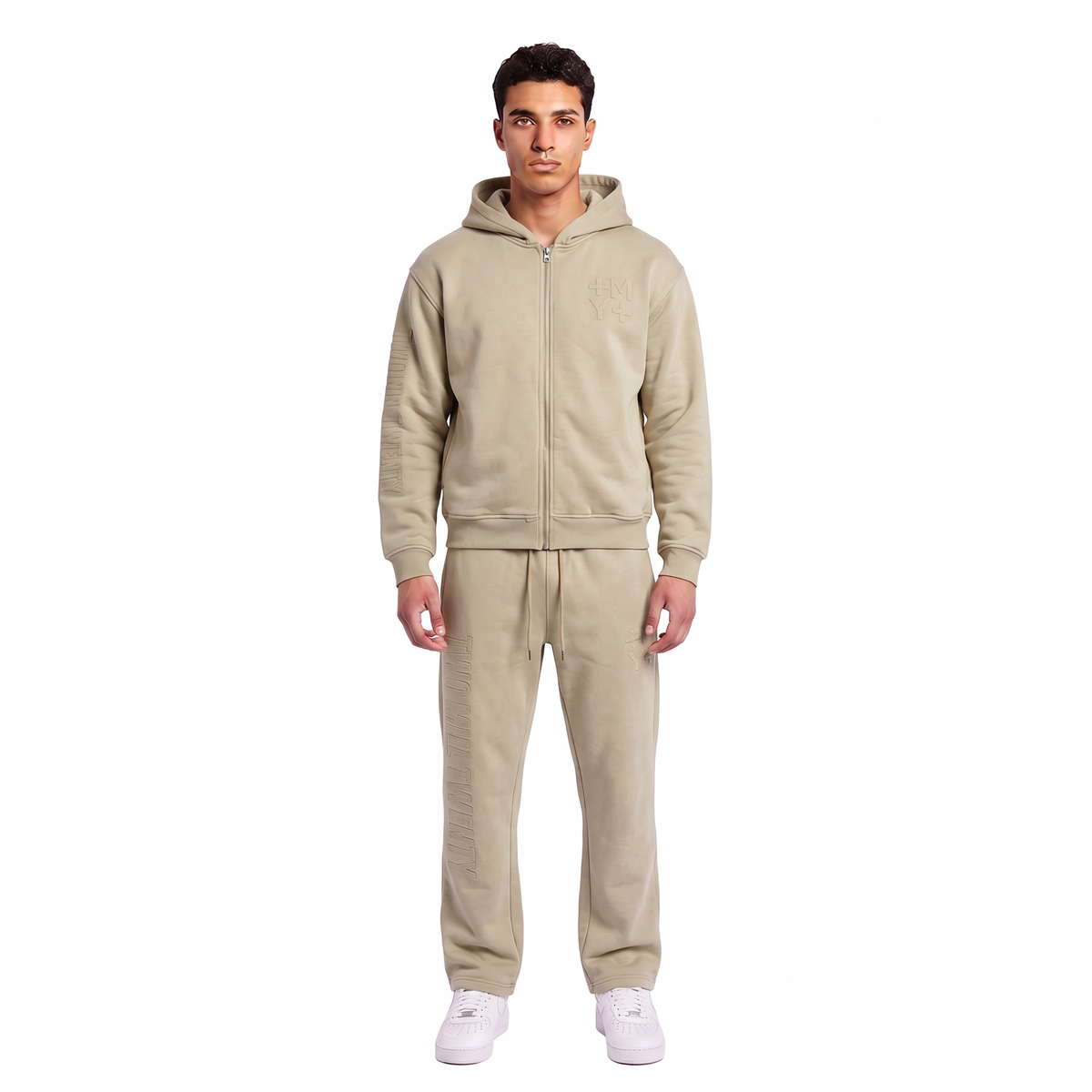 GHOSTED (Stamped) Zip Up | Acid Light Khaki