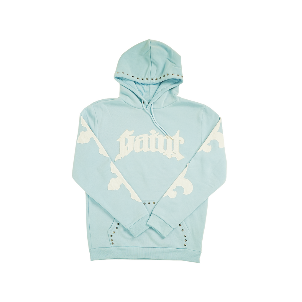 Men's Saint Studded Hoodie | Light Blue